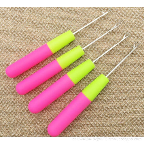 0.5mm stainless steel bamboo wood crochet needle for hair,  wholesale candy plastic dreadlocks crochet latch hook set